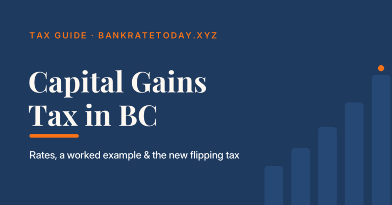 Capital gains tax in BC guide cover: rates, a worked example, and the new BC home flipping tax
